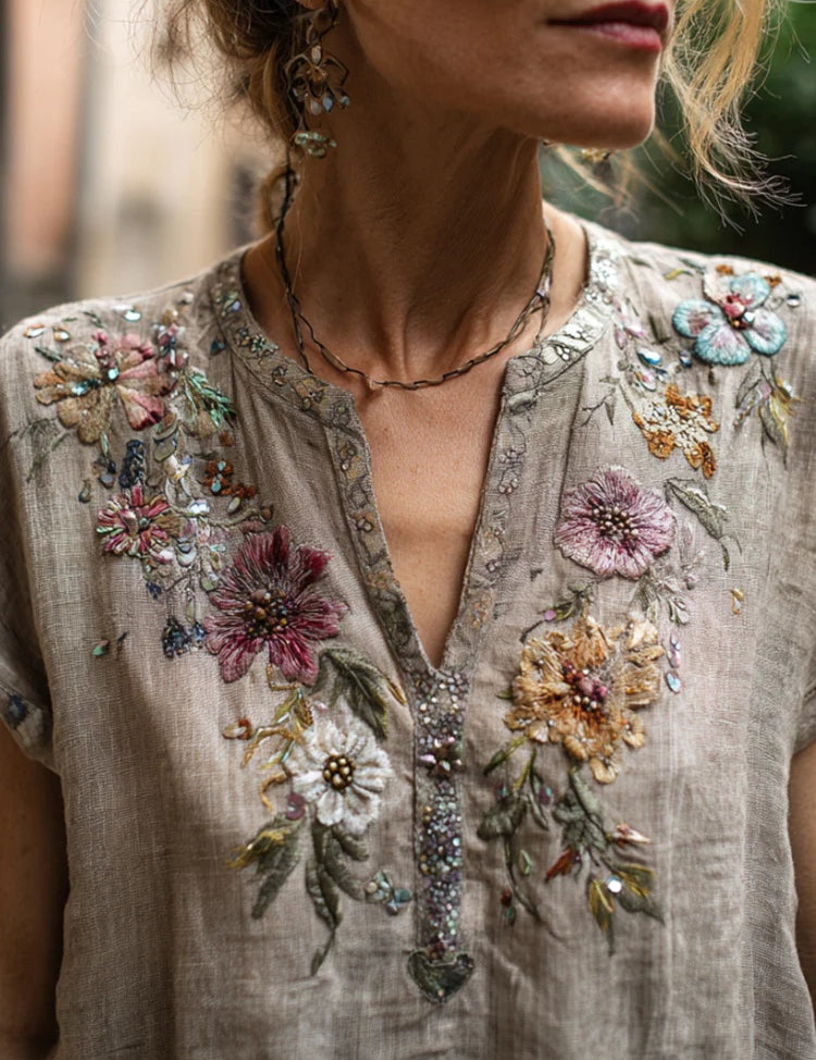 Francesca Marchetti | Floral Embroidered Boho Blouse For Women