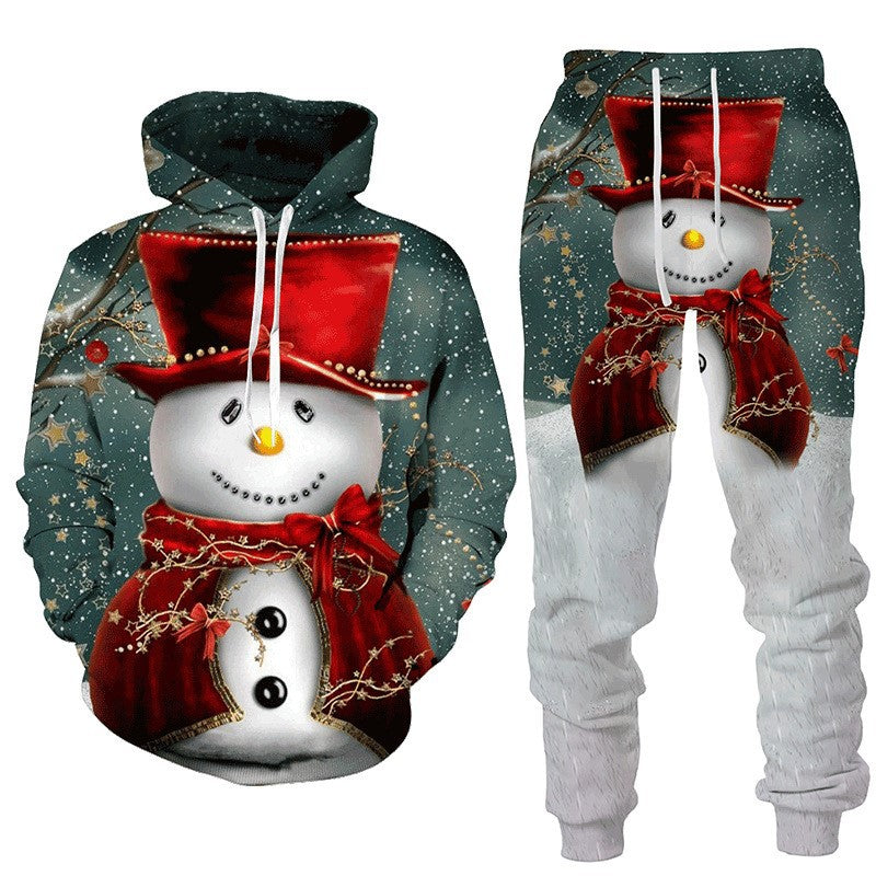 Frost Buddy | Blue Snowman Print Christmas Hoodie For Men