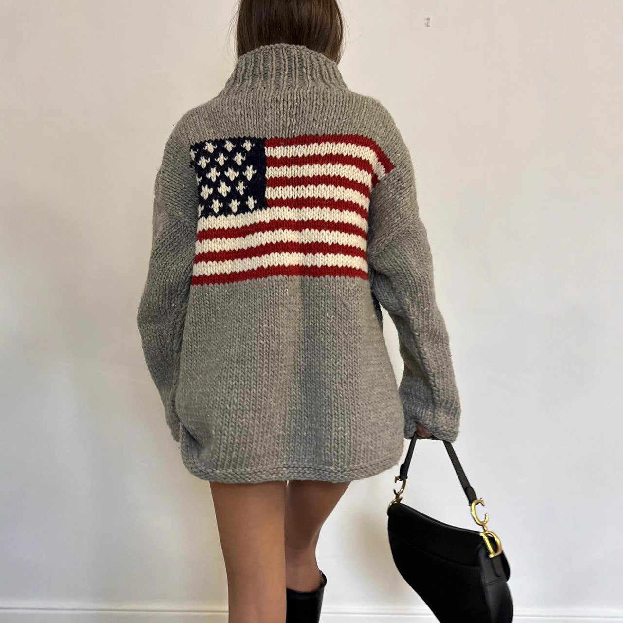 Brooke Ellsworth | American Flag Turtleneck Knit Sweater For Women