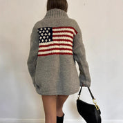 Brooke Ellsworth | American Flag Turtleneck Knit Sweater For Women