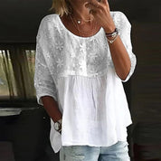 Juliet Kelbridge | Lace Yoke Loose Top For Women