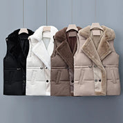 Margaux Elsinore | Faux Fur Collar Puffer Vest in Brown