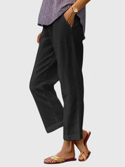 Mirabel Stonecourt | White Wide-Leg Linen Trousers