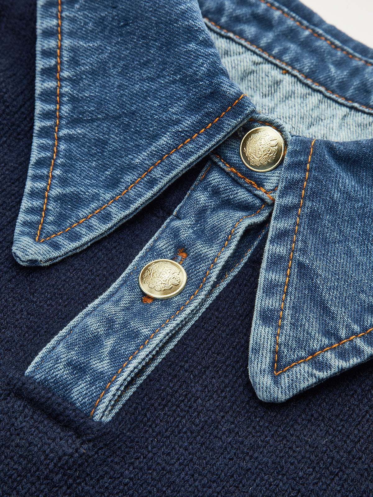Elaine Devreaux | 2-in-1 Denim Panel Knit Sweater For Women