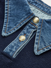Elaine Devreaux | 2-in-1 Denim Panel Knit Sweater For Women