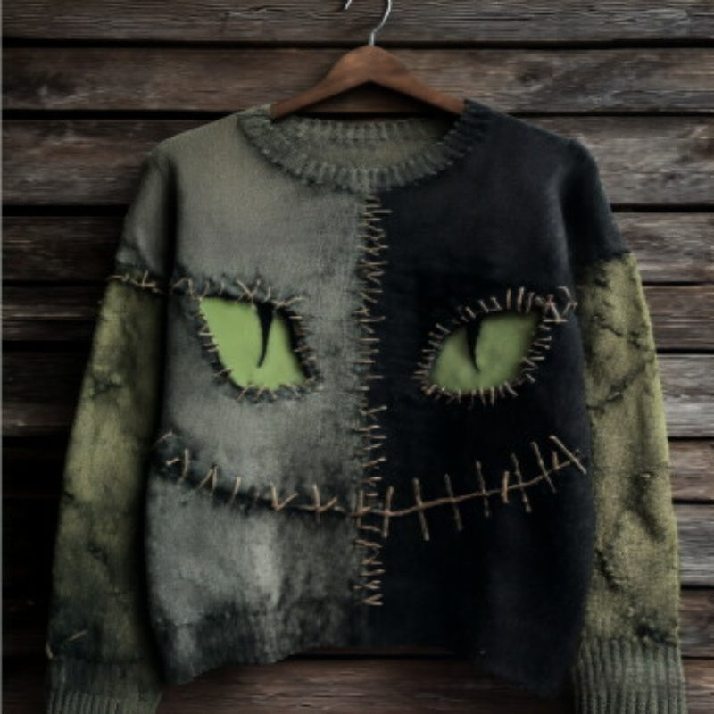 Odalys Ferrand | Halloween Cat Print Crew-Neck Sweater For Women