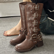 Josephine Laurent | Buckle Knee-High Western Boots For Women