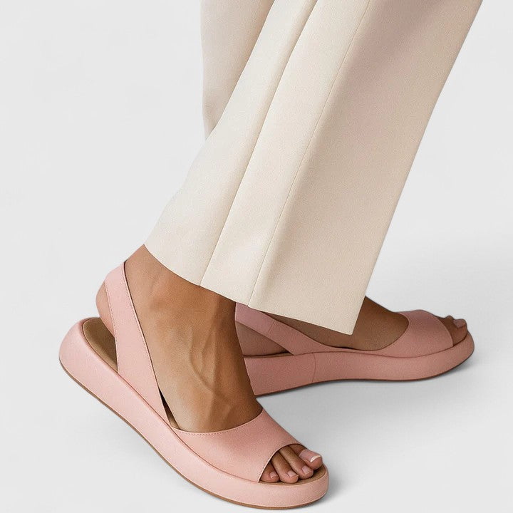 Celeste Ormond | Yellow Open Toe Platform Wedge Slingback Sandals