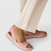 Dominica Harwell | Blush Pink Platform Sandals with Slingback