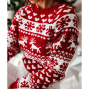 Sleigh Bell | Red Reindeer Fair Isle Christmas Sweater For Women