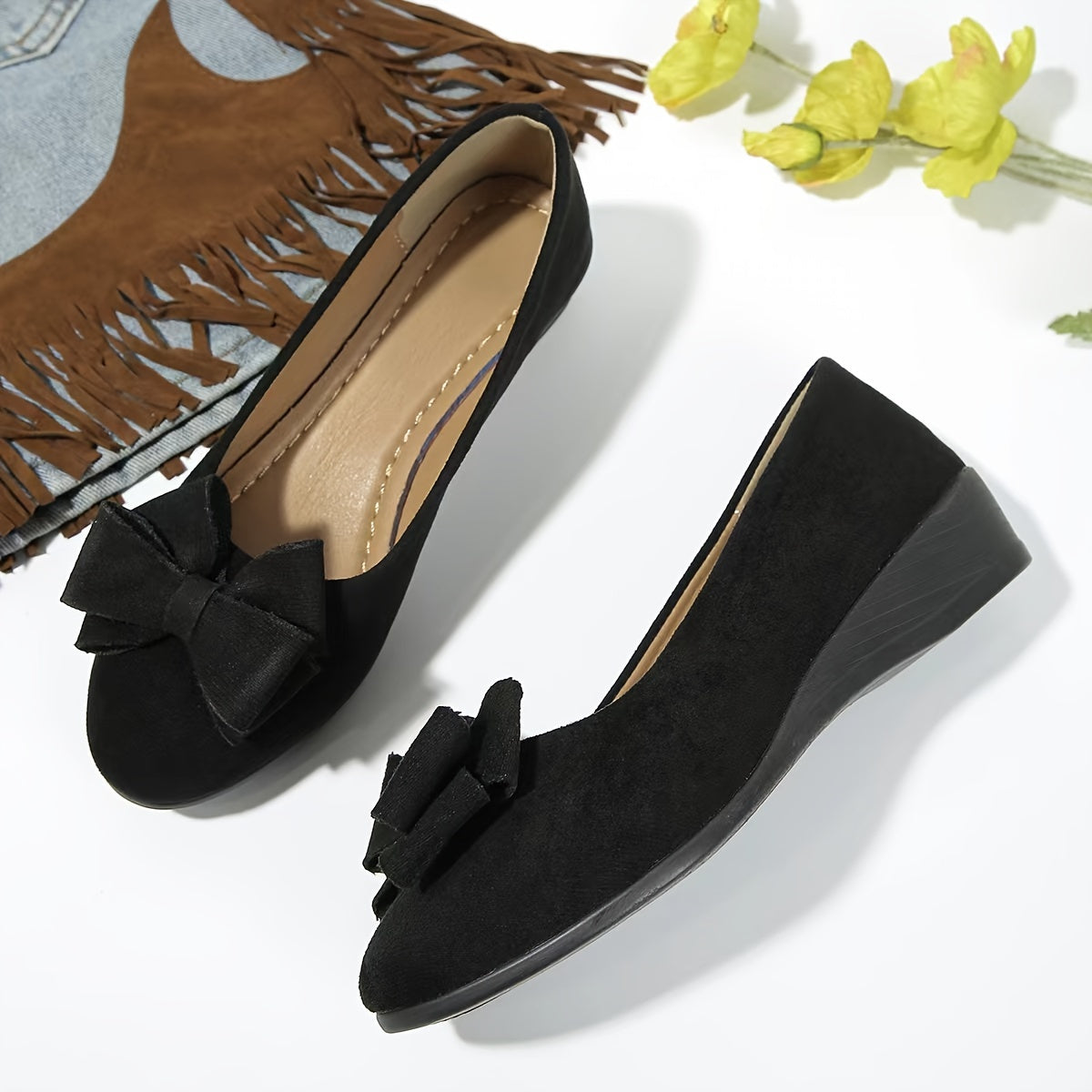 Clarisse Duvernois | Grey Bow Detail Orthopedic Ballet Flats