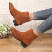 Gabrielle Sinclair | Suede Chunky Heel Ankle Boots For Women