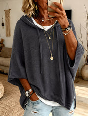 Eloise Drummond | Knitted Hooded Drawstring Sweater For Women