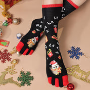 Harper Delacourt | Festive Santa Five-Toe Christmas Socks For Women
