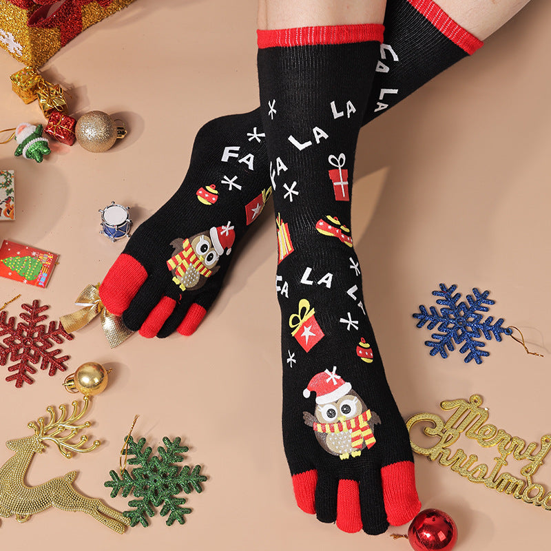 Harper Delacourt | Festive Santa Five-Toe Christmas Socks For Women