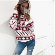 Winter Glow | White Reindeer Fair Isle Christmas Sweater For Women