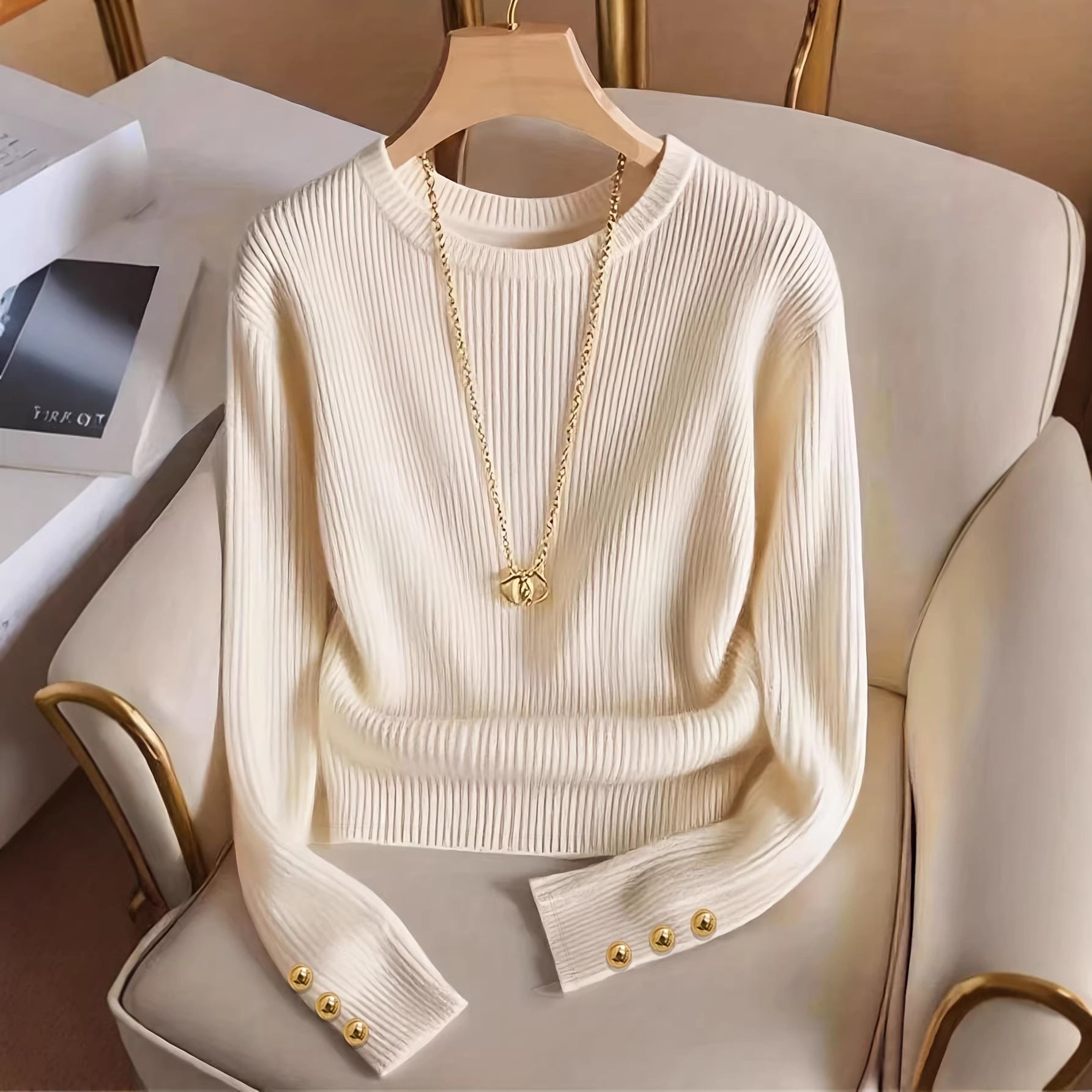 Juliette Rambeau | Ribbed Knit Long-Sleeve Sweater For Women