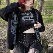 Nina Delvaux | Skeleton Print Zip-Up Hoodie For Women