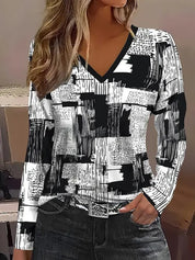 Celinda Waverly | Autumn Maple Leaf Print Long-Sleeve Top For Women