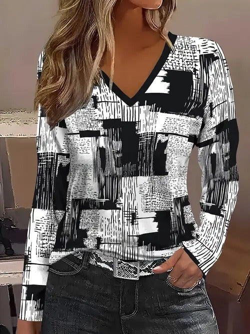 Celinda Waverly | Autumn Maple Leaf Print Long-Sleeve Top For Women