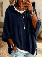 Eloise Drummond | Knitted Hooded Drawstring Sweater For Women
