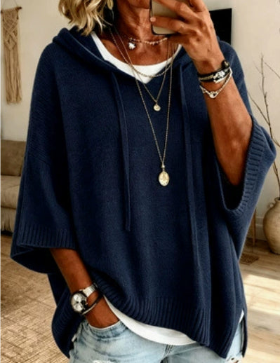 Eloise Drummond | Knitted Hooded Drawstring Sweater For Women