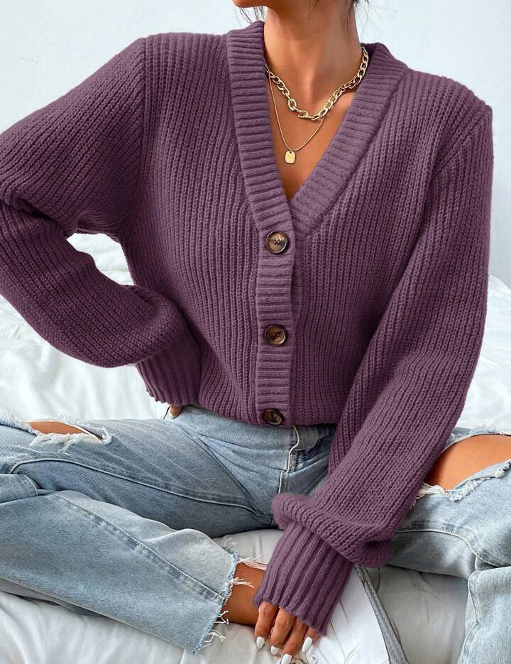 Colette Duvalier | Knitted Button-Front Cardigan For Women