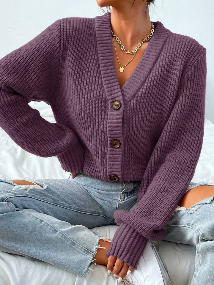 Colette Duvalier | Knitted Button-Front Cardigan For Women