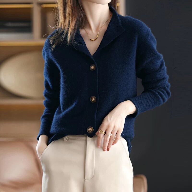 Celeste Armand | Stand Collar Knitted Cardigan Sweater For Women