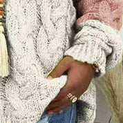 Clémence Delrieu | Colorblock Cable-Knit Hoodie Sweater For Women