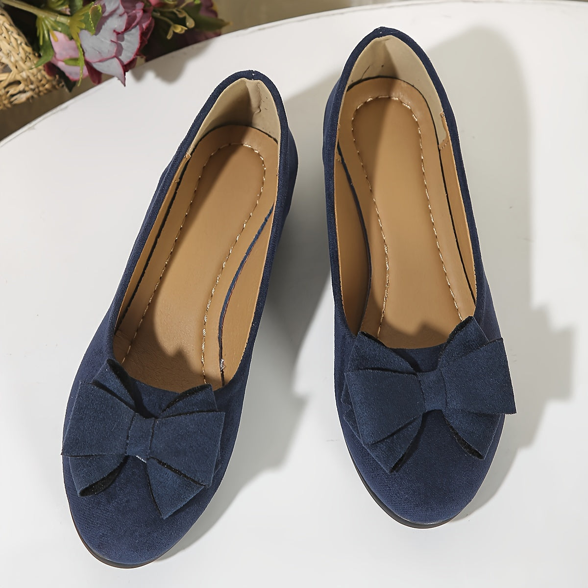 Clarisse Duvernois | Grey Bow Detail Orthopedic Ballet Flats