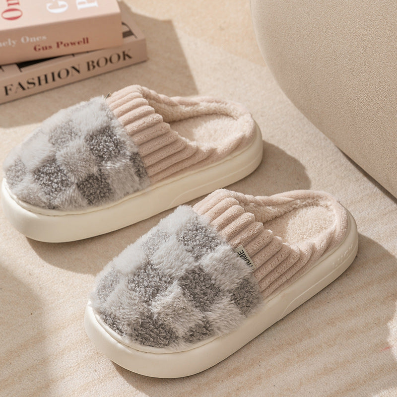 Colette Winbourne | Plaid Plush House Slippers For Women