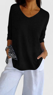 Genevieve Hartmore | Sage Green V-Neck Knit Sweater Top