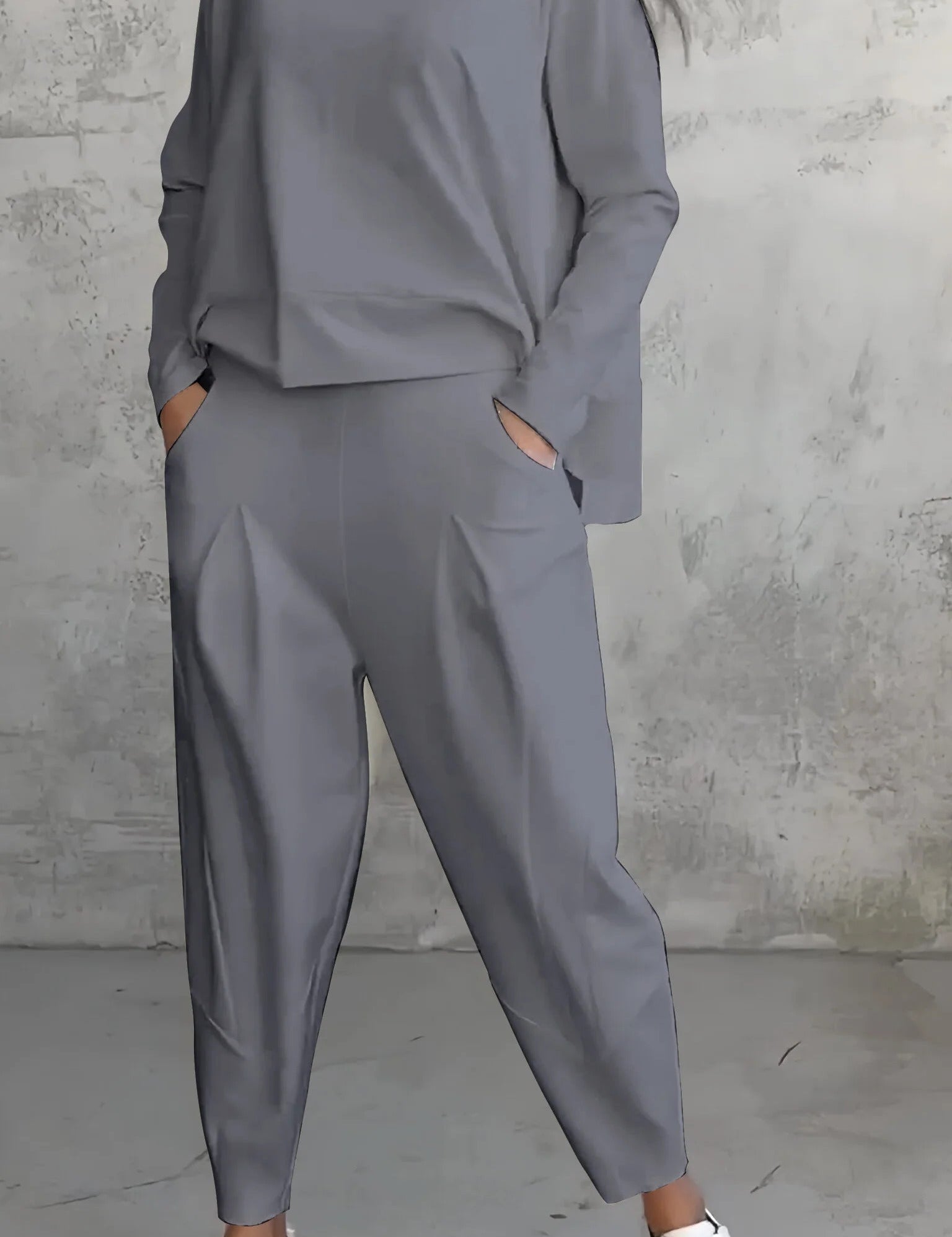 Genevra Calloway | Cream Two-Piece Lounge Set Long Sleeve Top & Pants