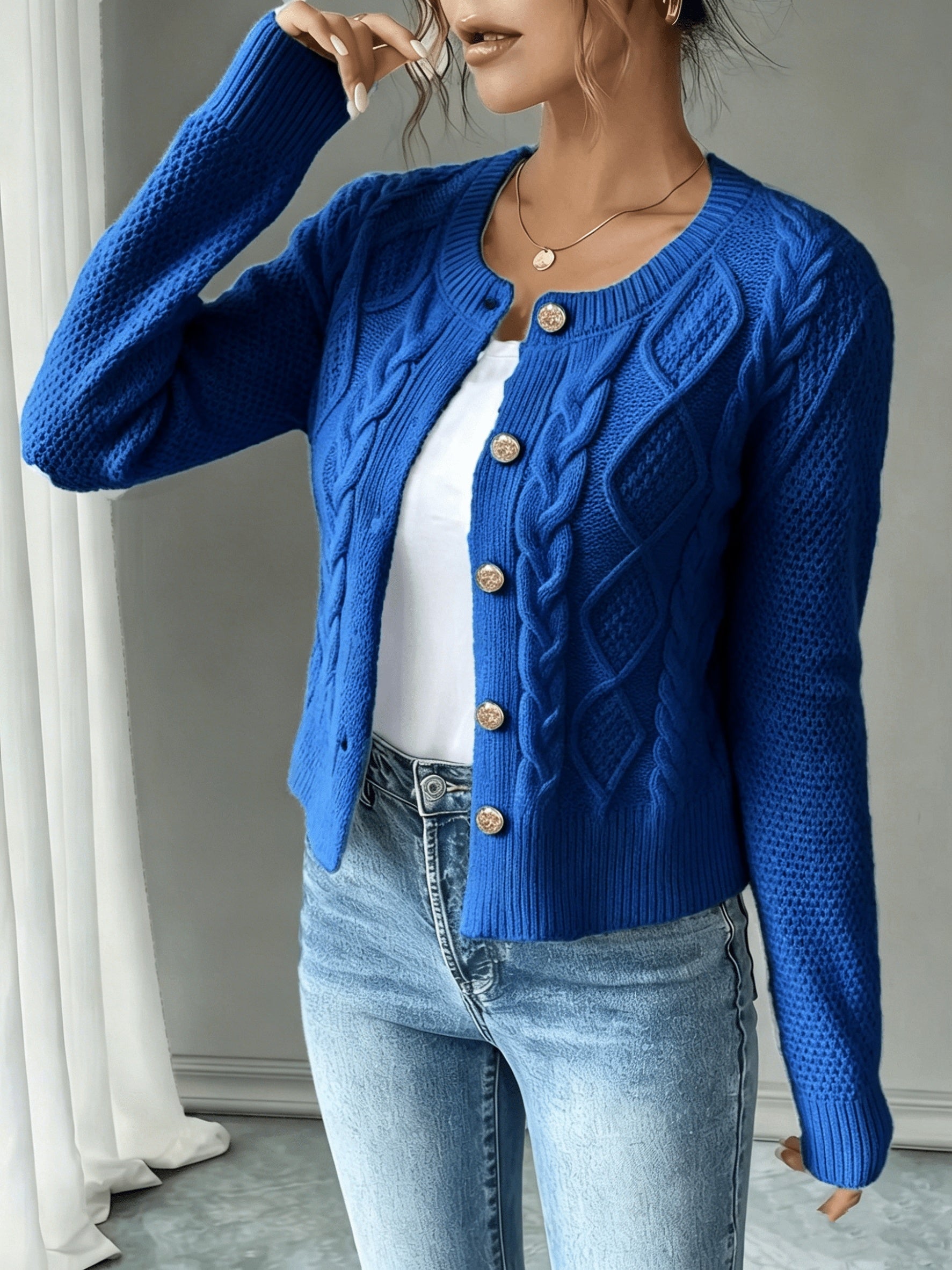 Vittoria Rossignol | Cable-Knit Button-Front Cardigan For Women