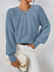 Rosalie Thornbury | Cable-Knit Crew Neck Sweater For Women