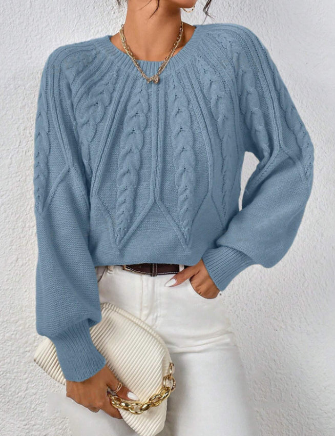 Rosalie Thornbury | Cable-Knit Crew Neck Sweater For Women