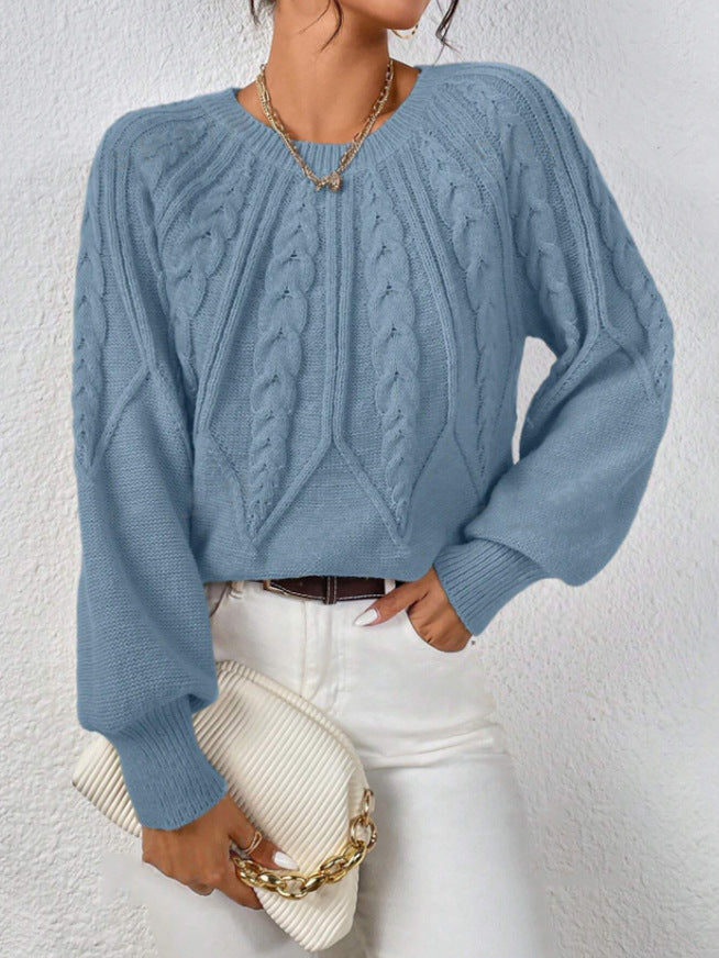 Rosalie Thornbury | Cable-Knit Crew Neck Sweater For Women