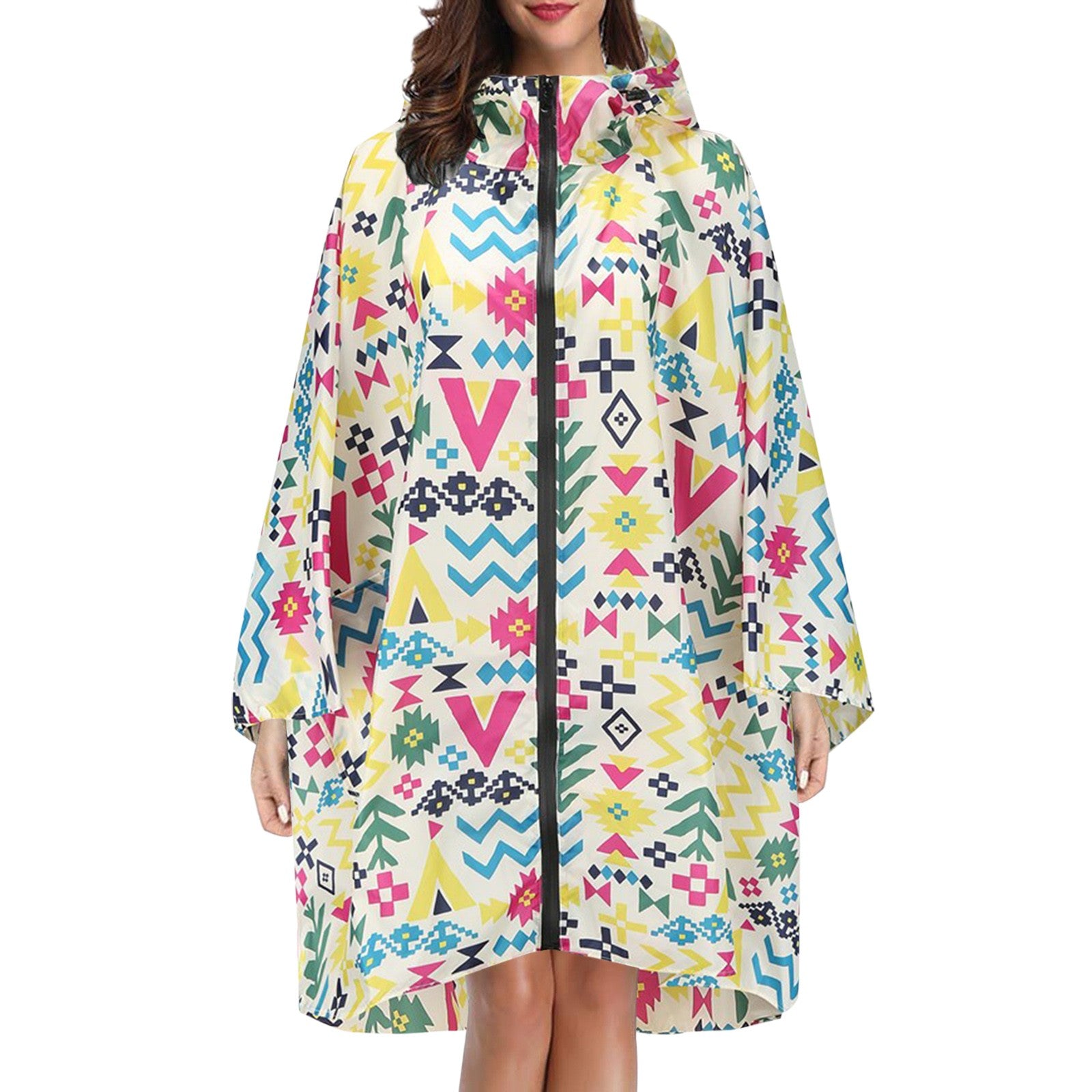 Elaine Beaurivage | Printed Hooded Raincoat For Women