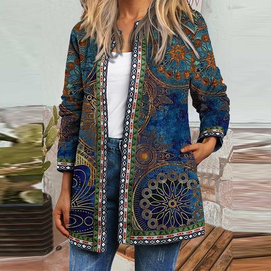 Beatrice Anselmi | Bohemian Print Long-Sleeve Cardigan Jacket For Women