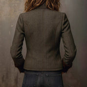 Hallie Woodbrook | Olive Herringbone Tweed Jacket For Women