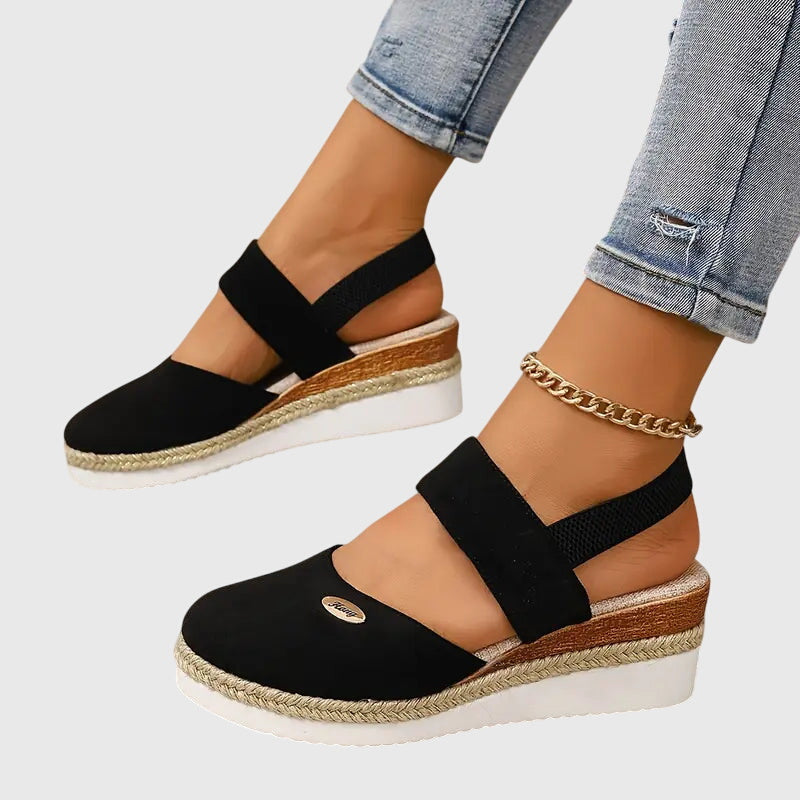 Celestine Dawnbrook | Beige Espadrille Wedge Orthopedic Sandals
