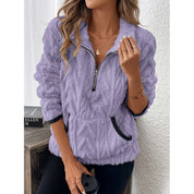 Anaelle Berger | Half-Zip Sherpa Pullover Sweater For Women