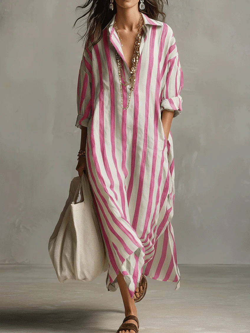 Thérèse Delannoy | Striped Shirt Maxi Dress For Women