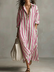 Thérèse Delannoy | Striped Shirt Maxi Dress For Women