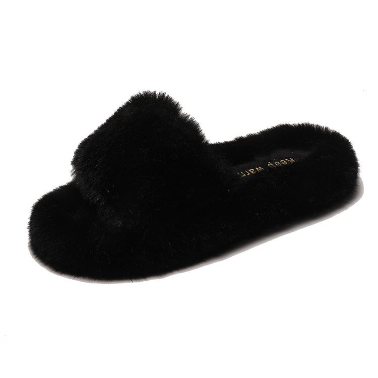 Jemma Pencombe | Fluffy Open Toe Slide Slippers For Women