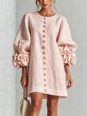 Blakely Fenwell | Ruffle Sleeve Button Mini Dress For Women