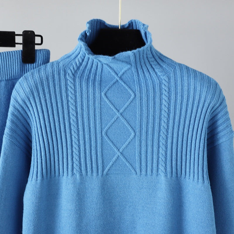 Odile Charvet | Cable-Knit Mock Neck Sweater Set For Women