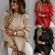 Marina Delcourt | Oversized Side-Slit Knit Sweater For Women