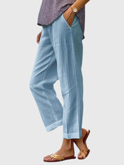 Mirabel Stonecourt | White Wide-Leg Linen Trousers